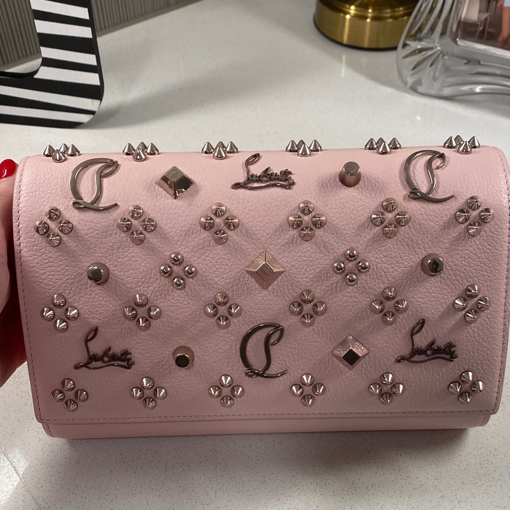 Christian Louboutin Pink Studded Clutch